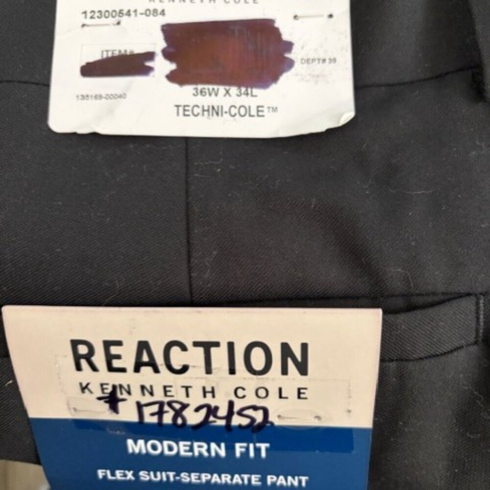 Kenneth Cole Reaction Men's Dress Pants Black 36W 34L NEW - Picture 4 of 5